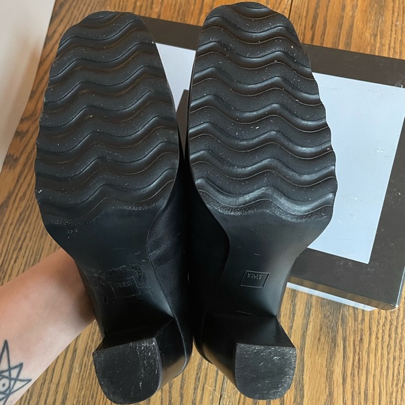 Black High Heel Leather Loafers Size 8 - Picture 5 of 6